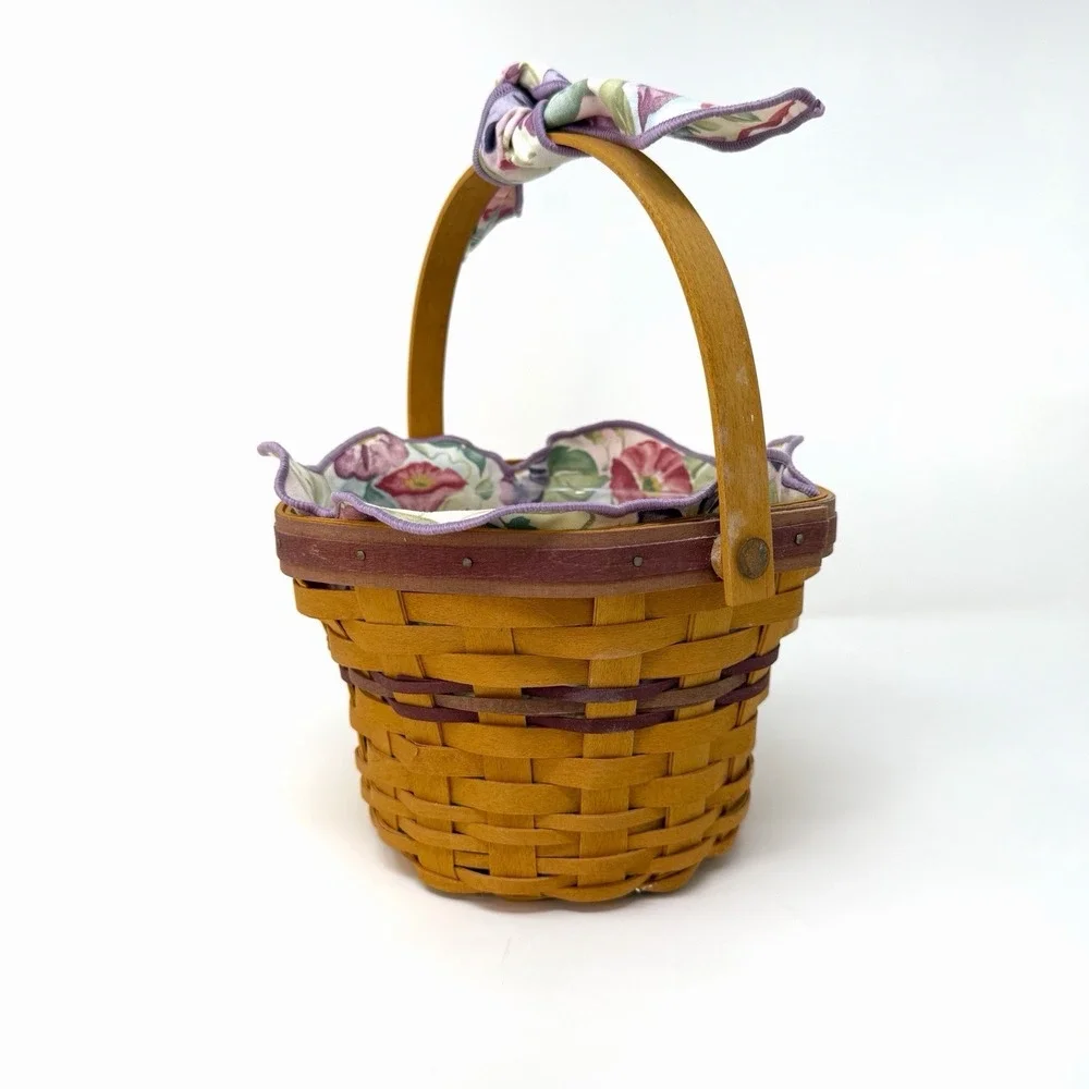 Longaberger 2000 May Series Morning Glory Basket Set Liner Protector USA